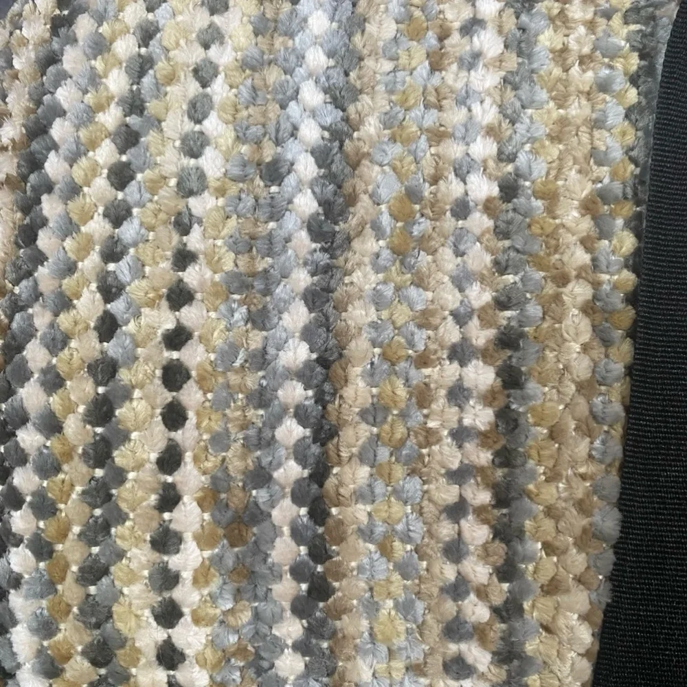 Vtg Brentwood Originals Neutral Stripe Chenille Throw Blanket Gray Beige Camel